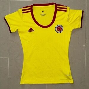 adidas Yellow and Maroon Colombia Soccer Jersey